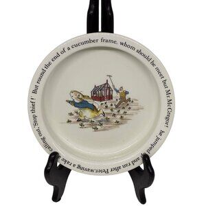 Vintage Wedgwood Peter Rabbit Mr. McGregor Porridge Bowl Nursery Plate 6.5x1.25‎